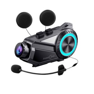 MANOS LIBRES PARA CASCO MOTO FREEDCONN R3 CAMARA 2K BLUETOOTH INTERCOMUNICADOR 6 VIAS 1000MTS RADIO FM